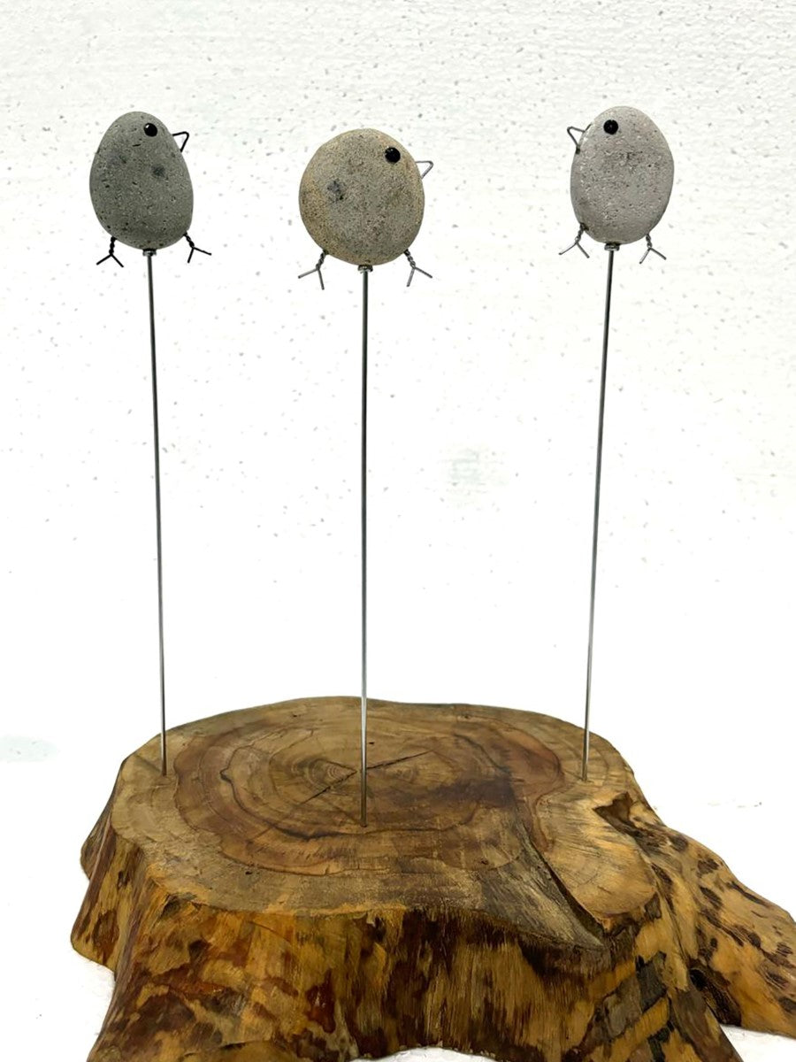 "Gartenstecker Vogel" auf Stab, Beach Pebbles
